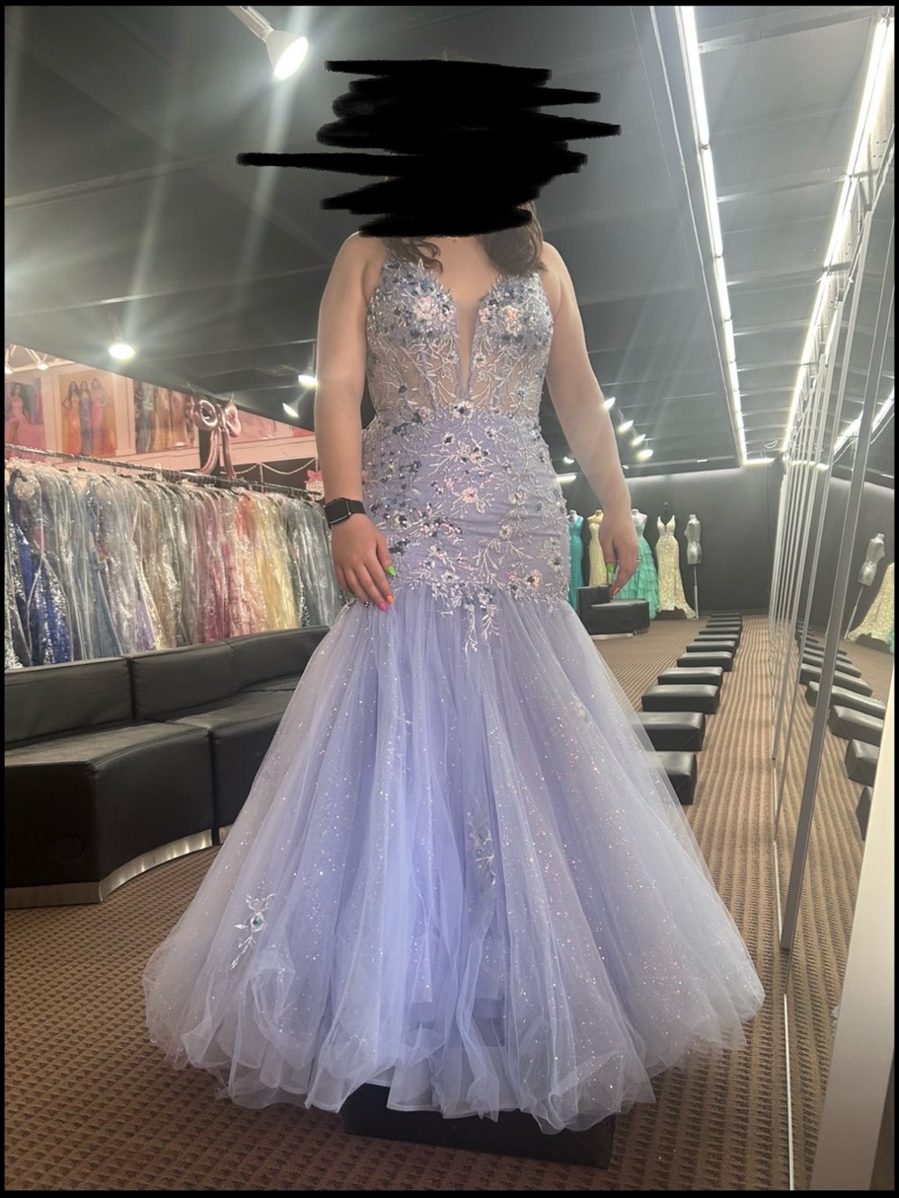 Lavender Mermaid Tulle Gown